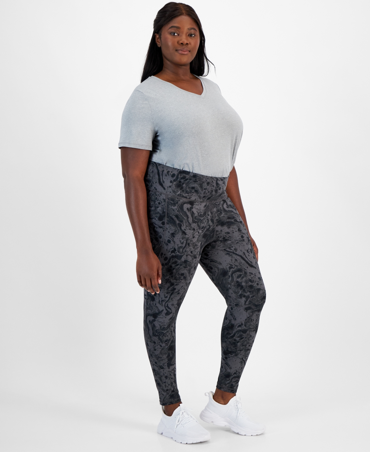 Id Ideology Plus Size Water Bubbles 7/8 Leggings, Created for Macy's