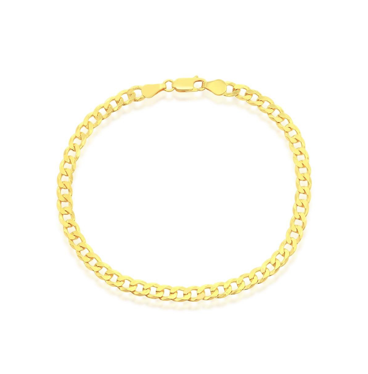 Sterling Silver 5mm Cuban Anklet - Gold Plated - Gold