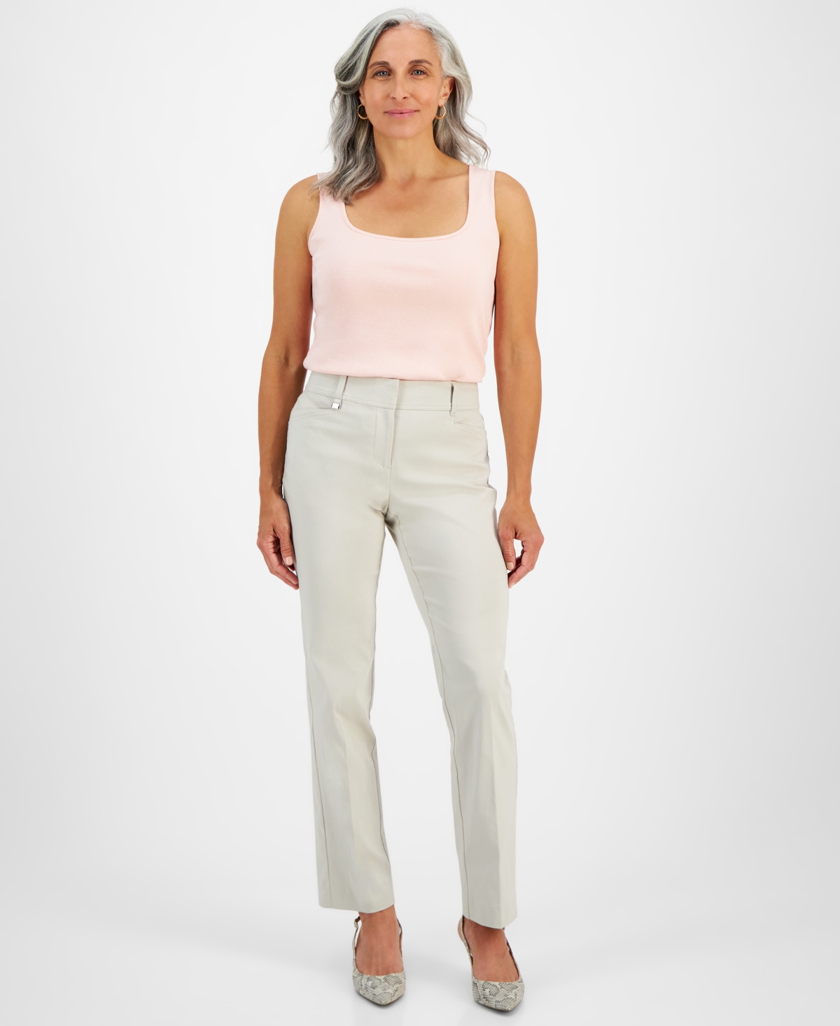 Petite Curvy Straight Leg Pants, Petite & Petite Short, Created for Macy's - Stonewall