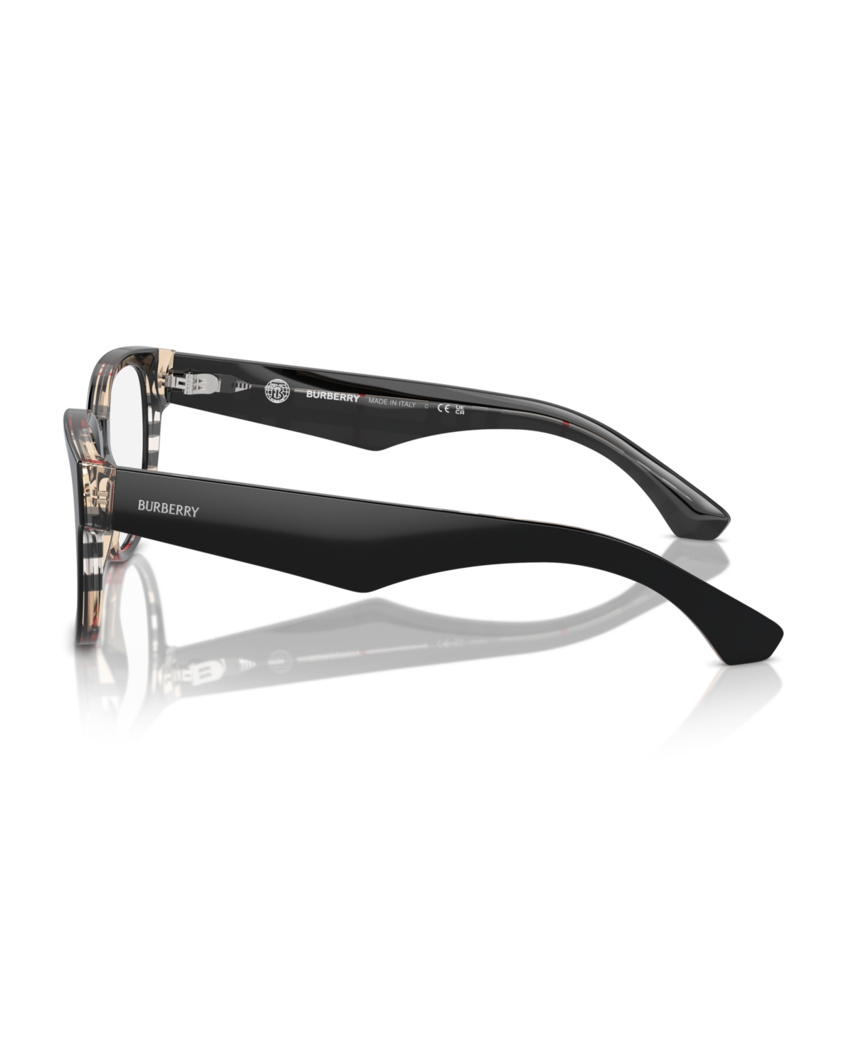 Burberry Women's Eyeglasses, Be2410 In Top Black On Vintage-like Check