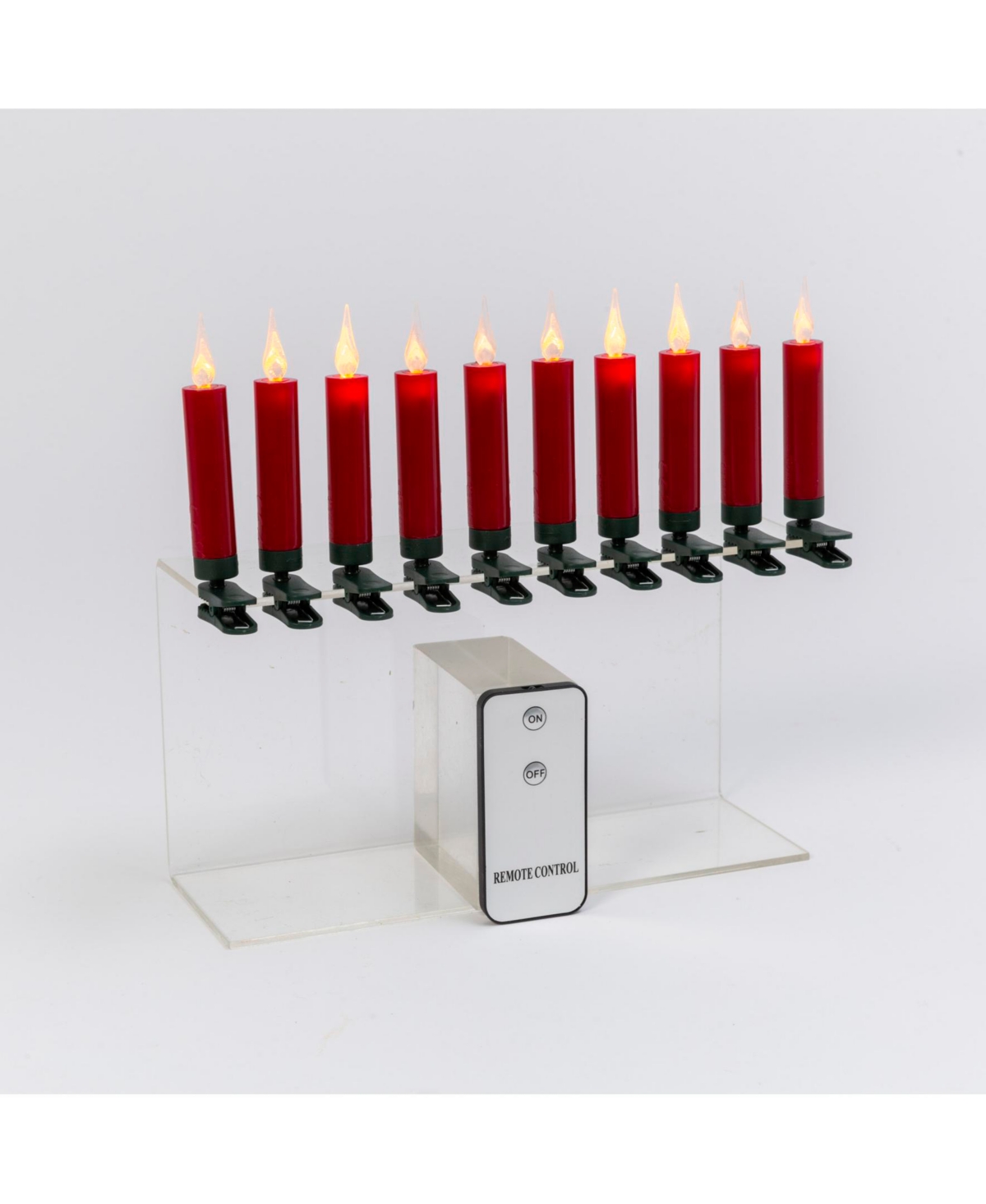 Gerson International Set of 10Christmas Led Candles with Clip and Remote Control - Red