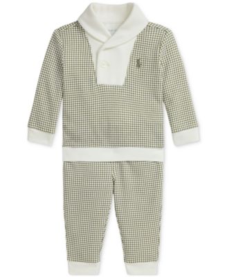 Polo Ralph Lauren Baby Shawl-Collar Houndstooth Sweater Pant Set