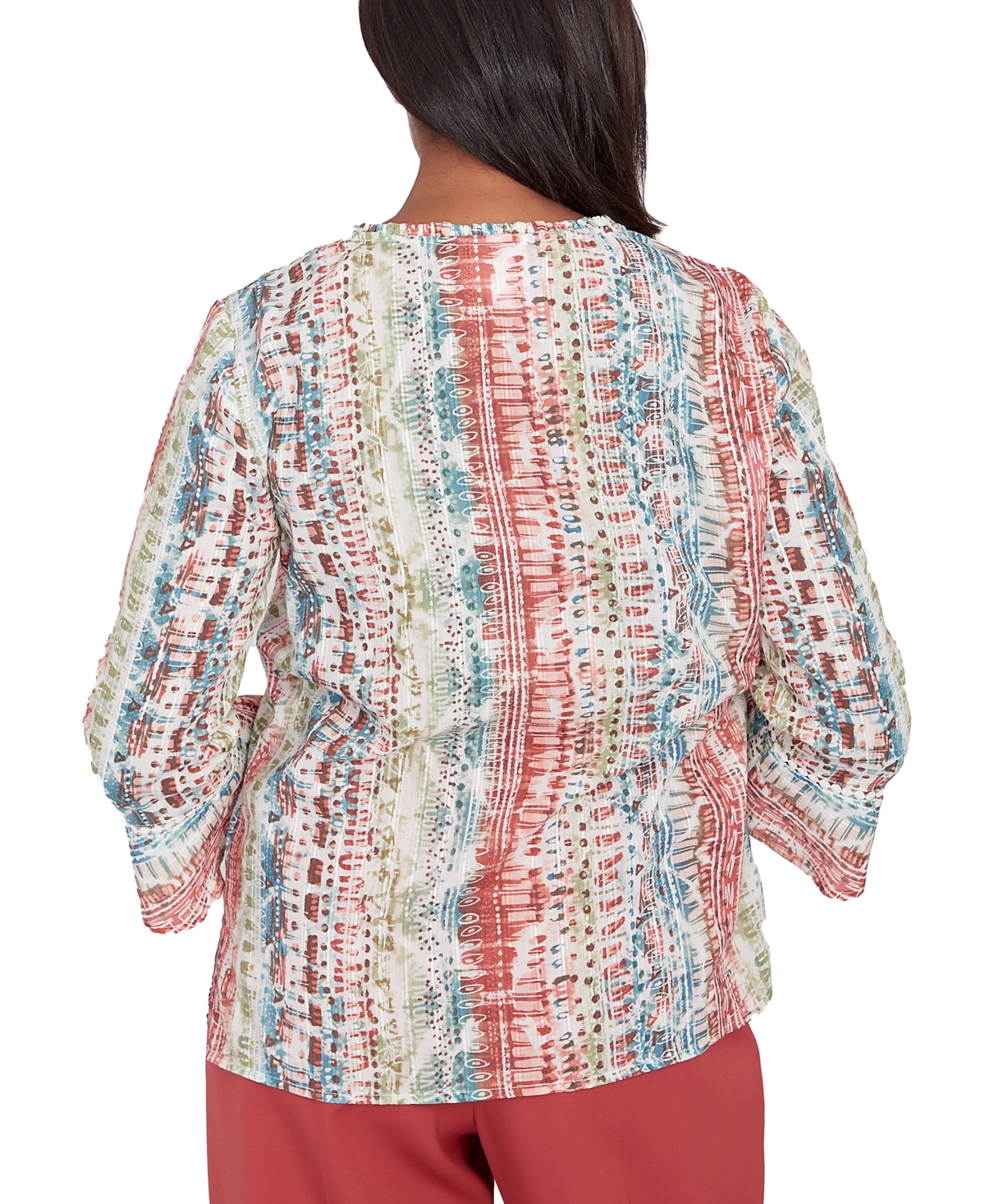Alfred Dunner Sedona Sky Women's Vertical Button Down Stripe Top In Multi