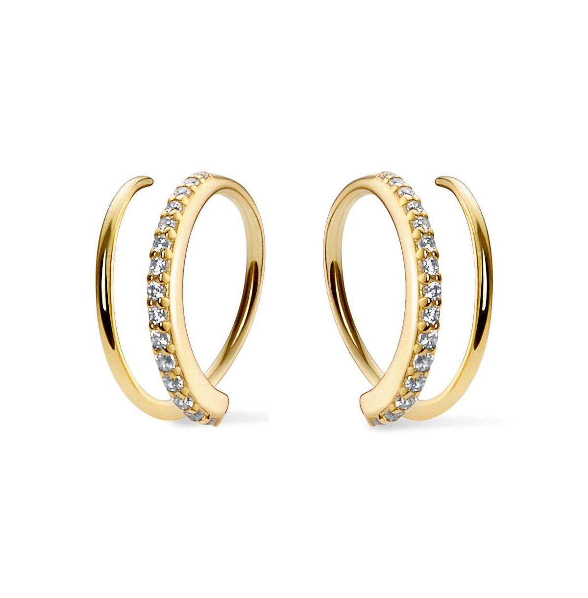 Double Hoop Earrings - Harley Pave - Gold, gold