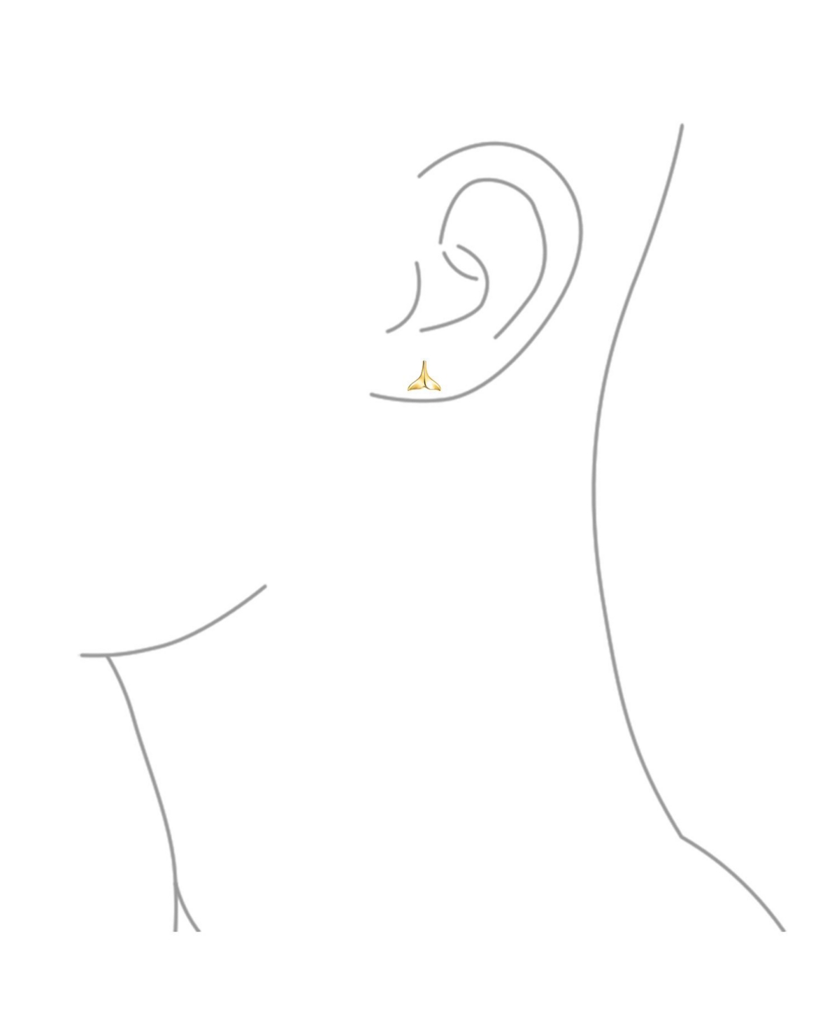 Bling Jewelry Hawaiian Nautical Sea Lover Vacation Honeymoon Mermaid Fin Ocean Marine Life Whale Tail Stud Earrings For Women Sterling Silver Yellow G