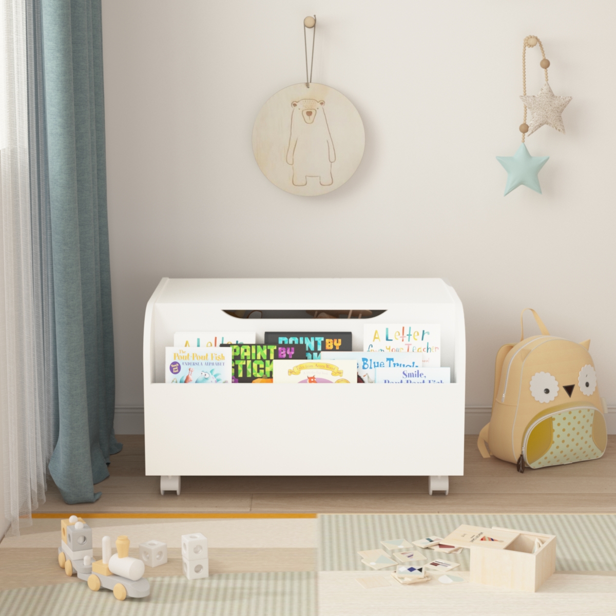 Streamdale Furniture Spacious Mdf Toy Box with Bookshelf for Toys, Books, Arts & Crafts