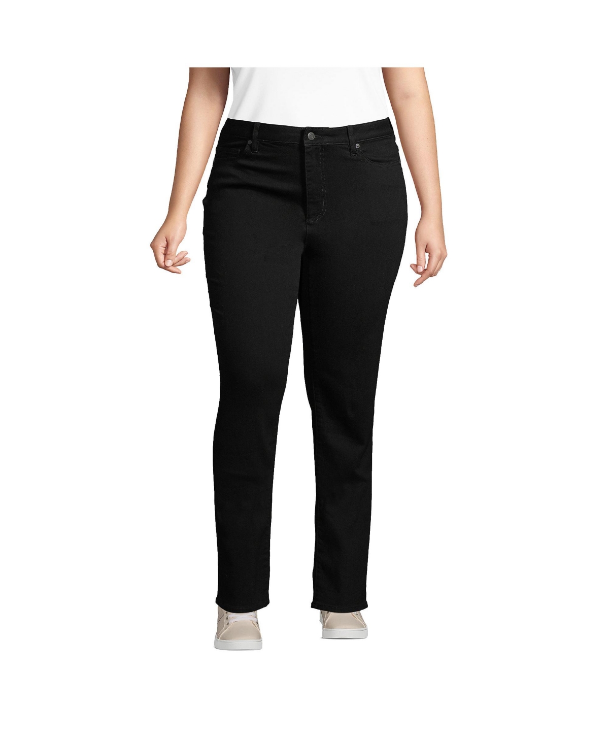 Plus Size Mid Rise Straight Leg Jeans - Black