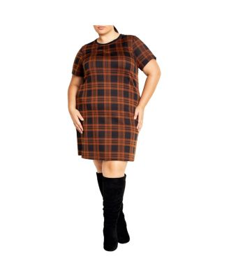 Plus Size Check Love Shift Mini Dress