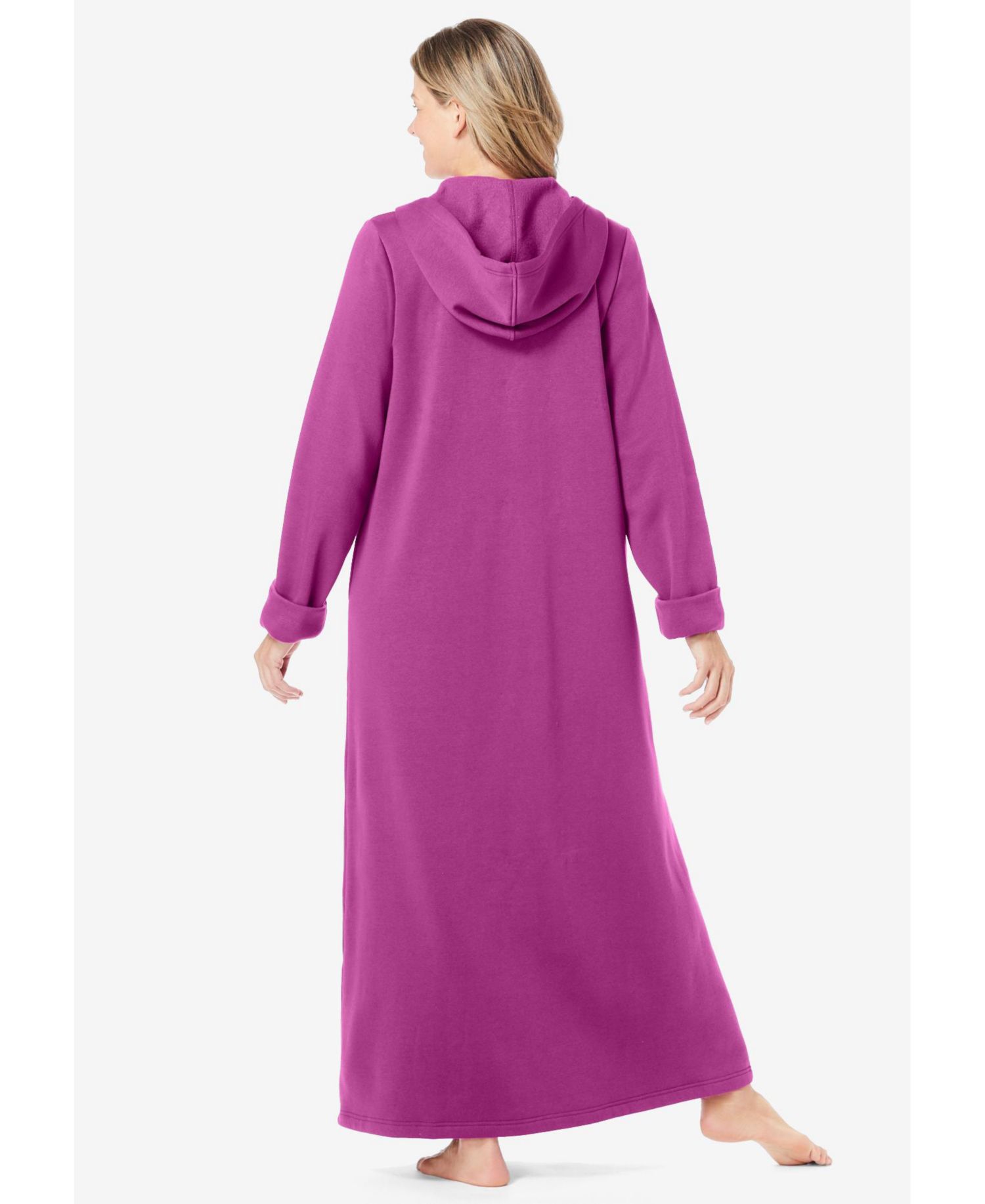 Women's Dreams and Co. Long Hooded Fleece Sweatshirt Robe