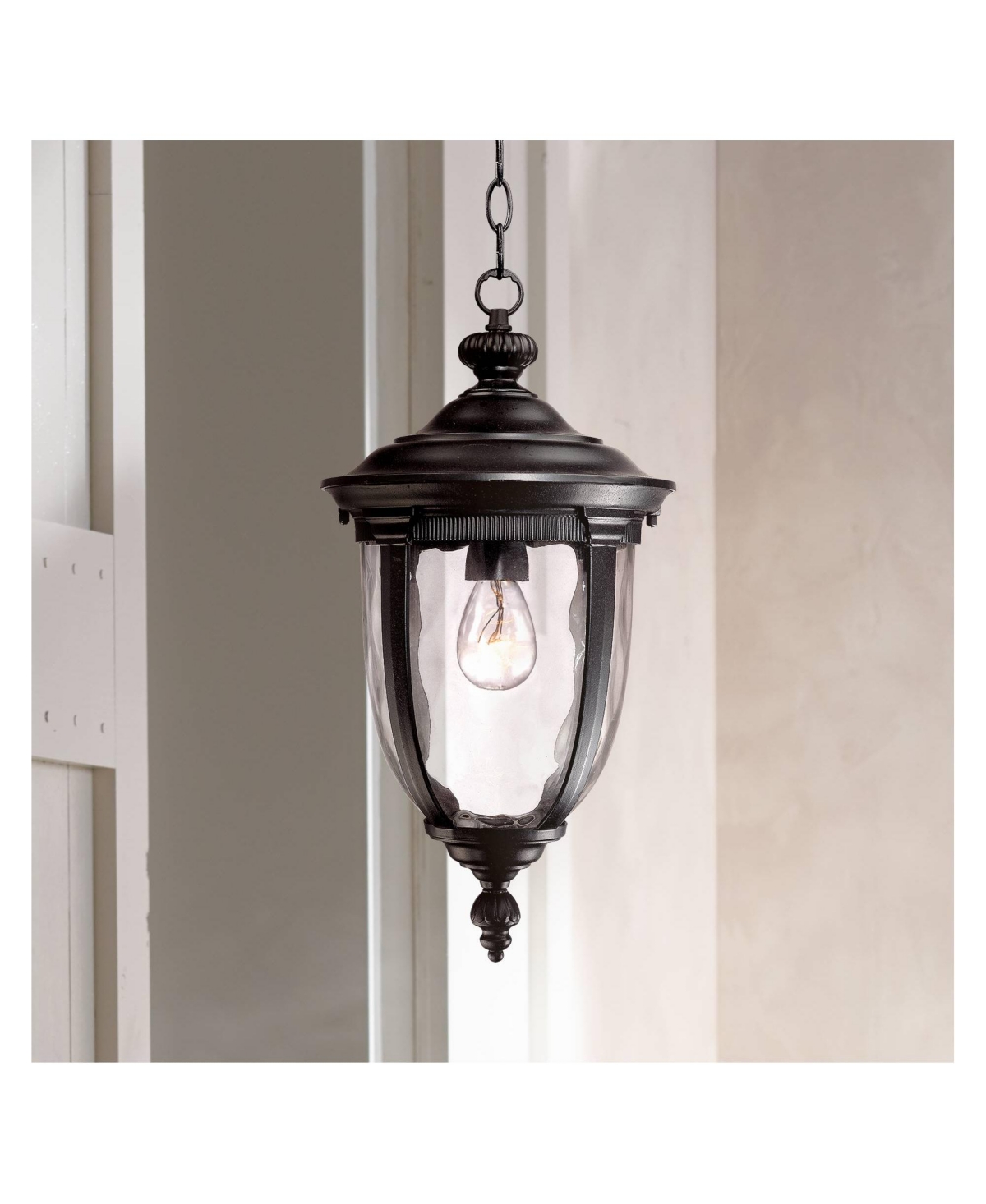 John Timberland Bellagio European Outdoor Ceiling Light Hanging TexturizedClear Hammered Glass Damp Rated Exterior House Porch Patio Outsid