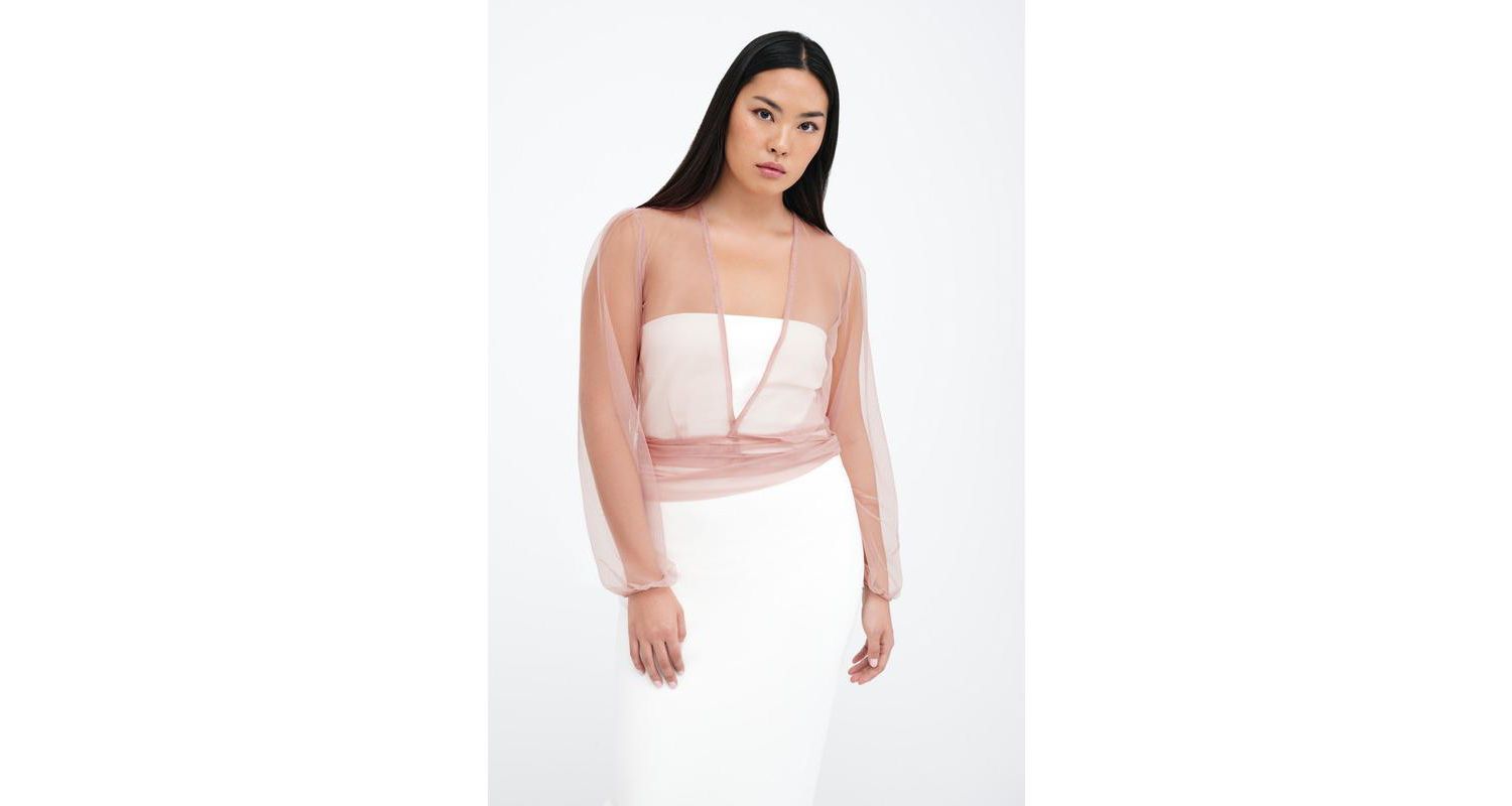 Women's Verona V-Neck Puff-Sleeve Sheer Mesh Bolero with Ties