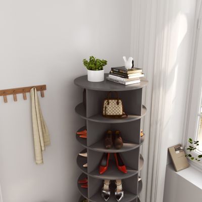 6-Layer Wood 360&deg; Rotating Shoe Cabinet