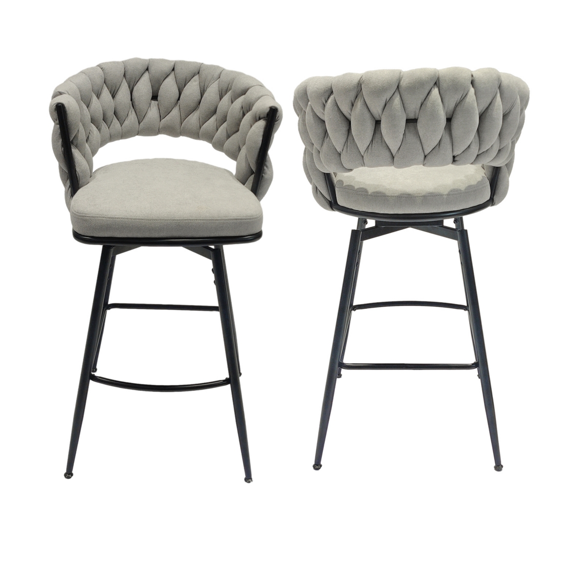 Simplie Fun Modern Woven Swivel Bar Stools with Comfortable Upholstered Seat