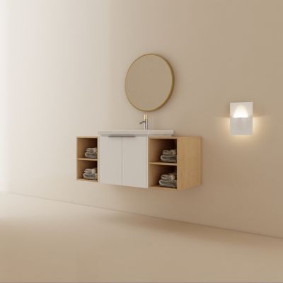 Streamdale Wall-Mounted Vanity with Storage Cabinet & Smooth Ceramic Basin