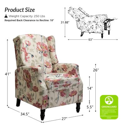 Franco Mid-centry Modern Manual Push Back Recliner