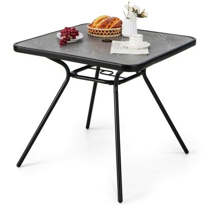 Outdoor Dining Table 32'' x 32'' Patio Bistro with Umbrella Hole
