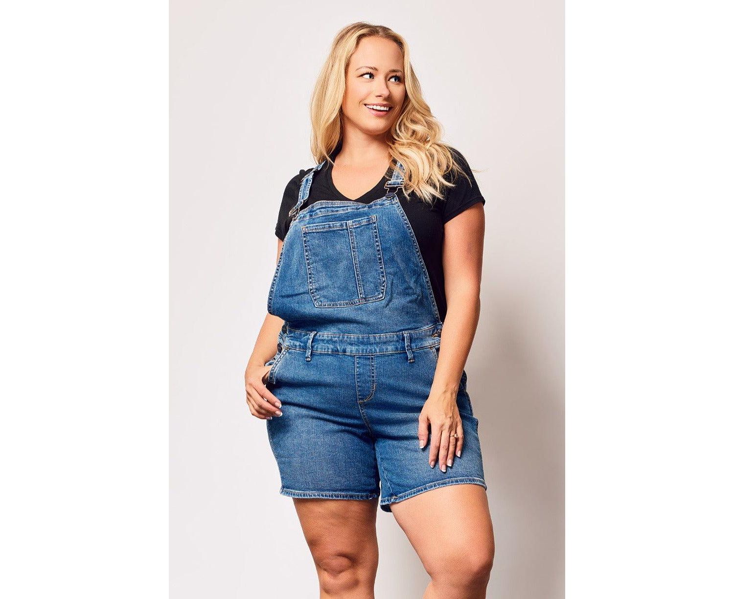 Plus Size Denim Short Overall
