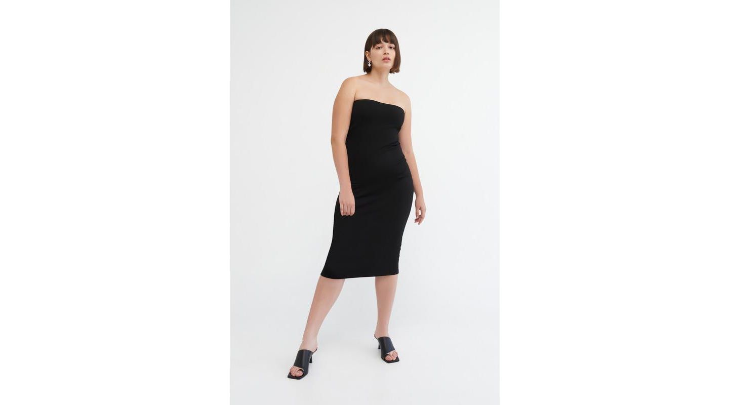 Женское платье Marcella Natalia Strapless Side-Zip Fitted Midi, цвет: Чёрный — фото 3