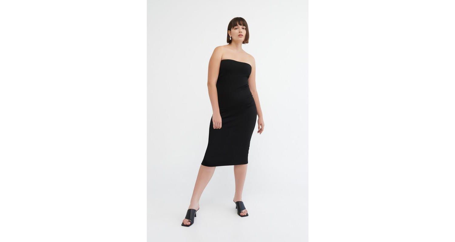 Women's Natalia Strapless Side-Zip Fitted Midi Dress