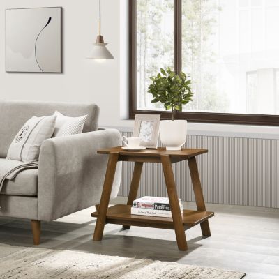 Mid-Century Modern Wood Shelf End Table