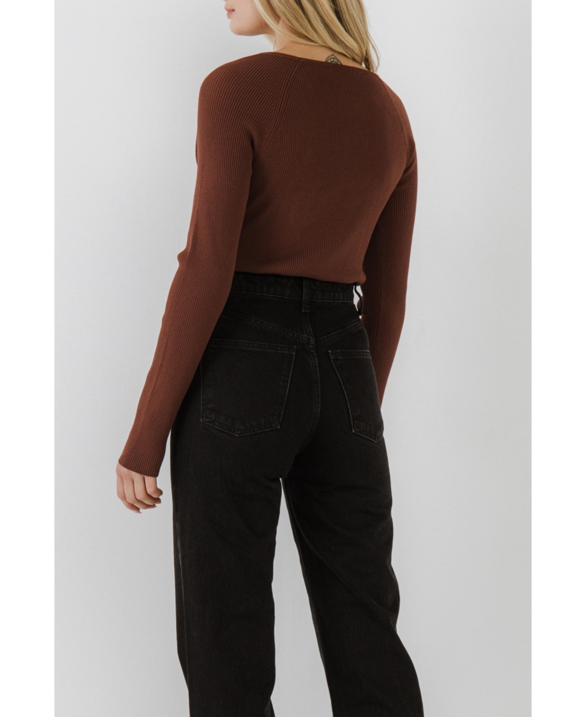 endless rose Women's Double Cut Out Knit Top
