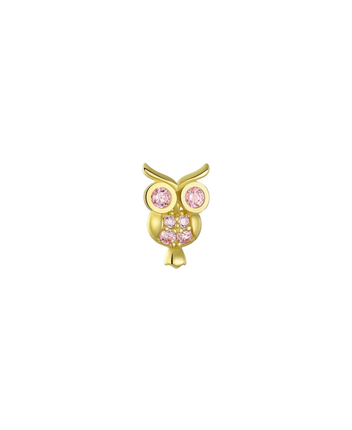 Bling Jewelry TinyCz Lucky Wise Owl Bird Helix Cartilage Ear Lobe Piercing Daith 1 Piece Stud Earring For Women Cubic Zirconia14K Yellow Gold Sc