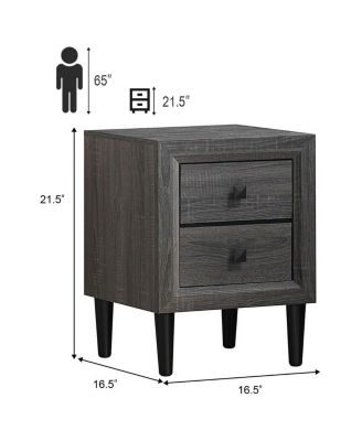 Multipurpose Retro Bedside Nightstand with 2 Drawers