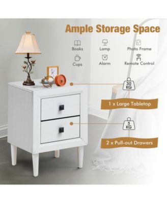 Multipurpose Retro Bedside Nightstand with 2 Drawers