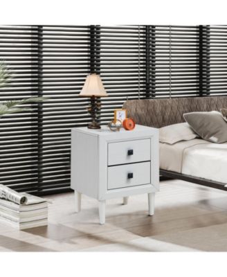 Multipurpose Retro Bedside Nightstand with 2 Drawers