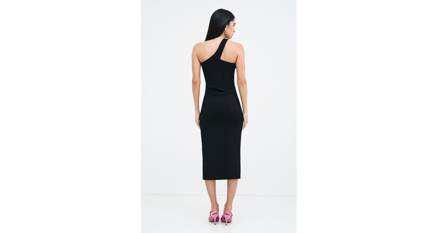 Women's Cameron Fitted One-Shoulder Geometric Strap Midi Dress