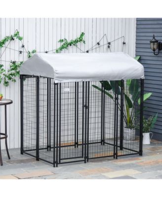 Dog Cage Crate Pet Kennel House Metal Playpen Patio Shelter w/Roof