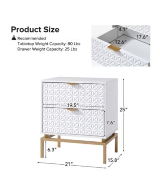 Mid-century Volkard 25'' Tall 2-Drawer End Table with a Metal Base