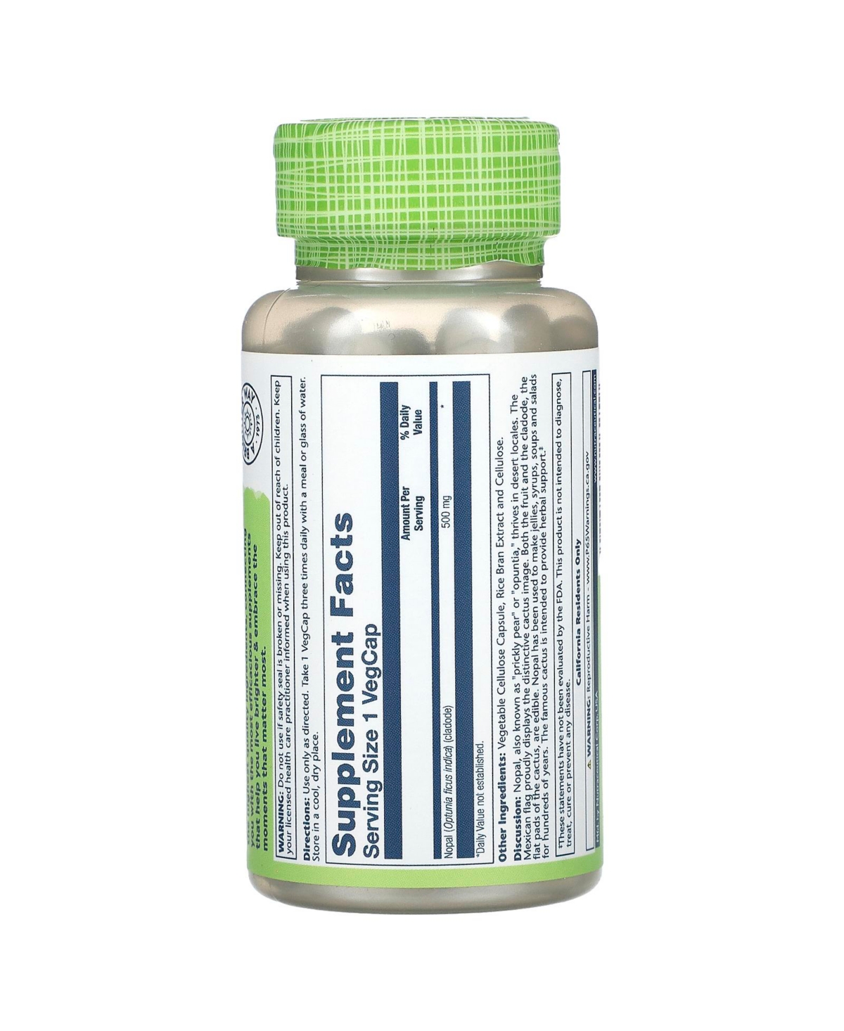 Solaray True Herbs Nopal Prickly Pear Cactus 500 mg - VegCaps