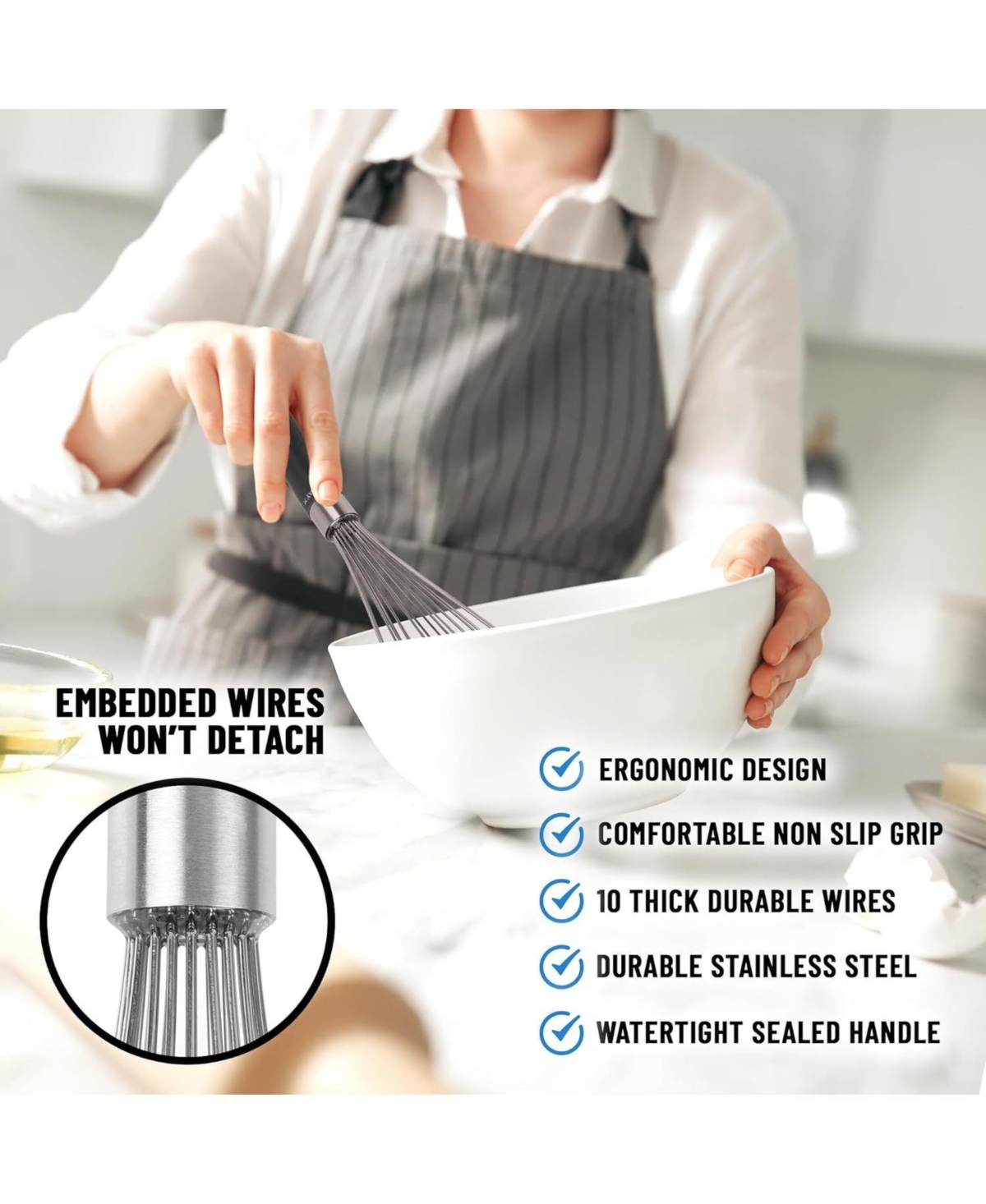 Zulay Kitchen Stainless Steel 11-inch Balloon Whisk Kitchen Tool with Soft Silicone Handle