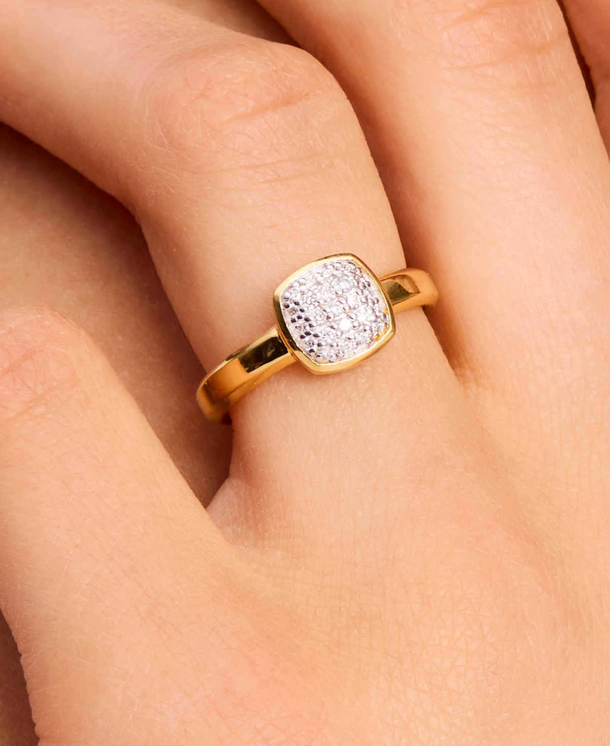 Kate Spade 23k Gold-plated Sterling Silver Lab-grown Diamond Accent Ring In Gold.
