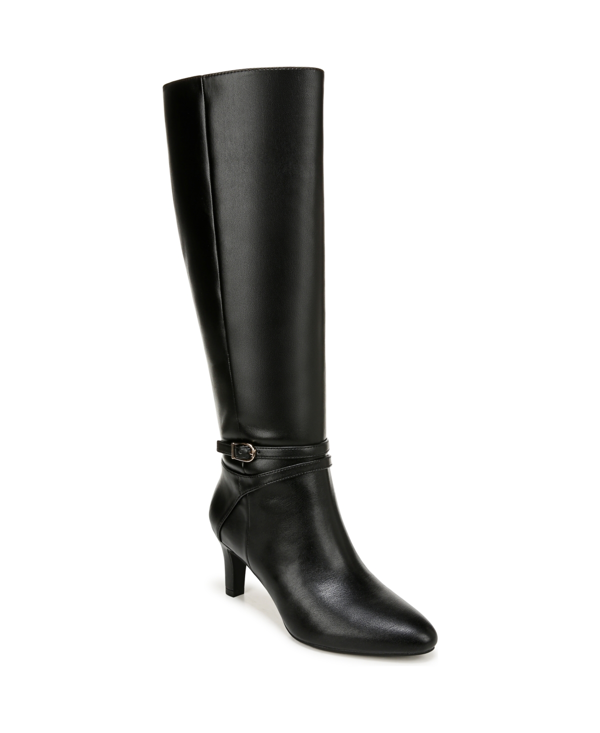 Guild Wide Calf Knee High Dress Boots - Black Faux Leather