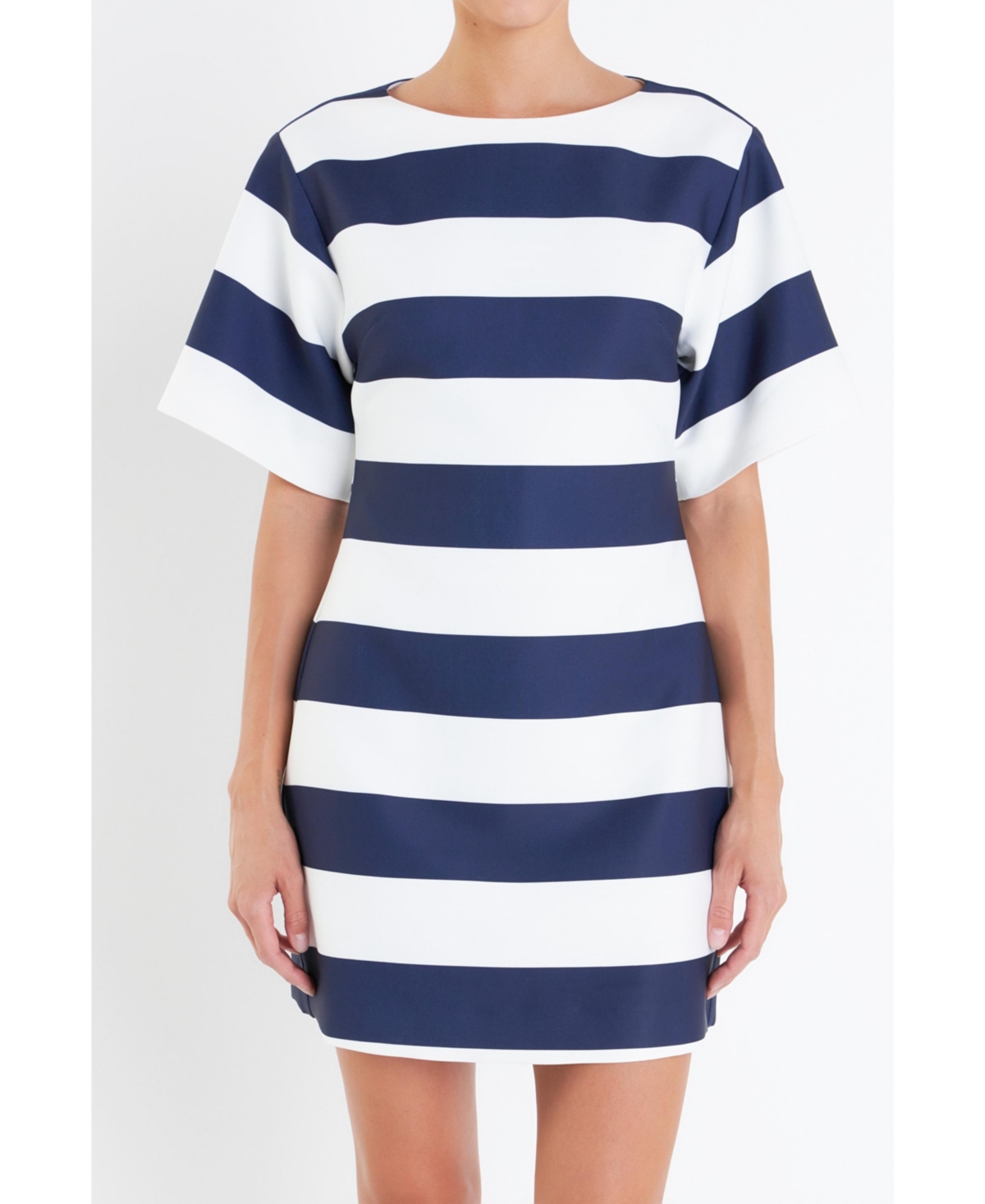 Women's Bold Stripe Mini Dress - Off white/navy