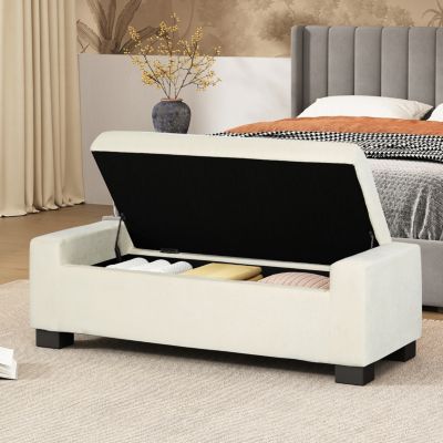 1 Count Stylish Fabric Storage Ottoman with Flip-Lid Top