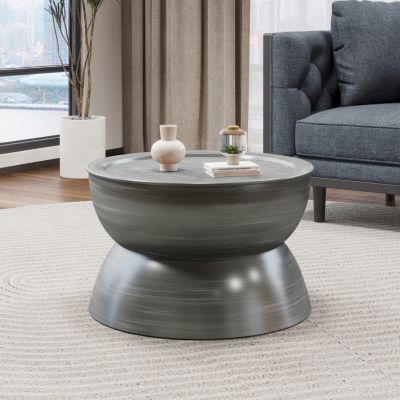 Sparling Modern Hourglass Coffee Table in Brushed Antique Iron