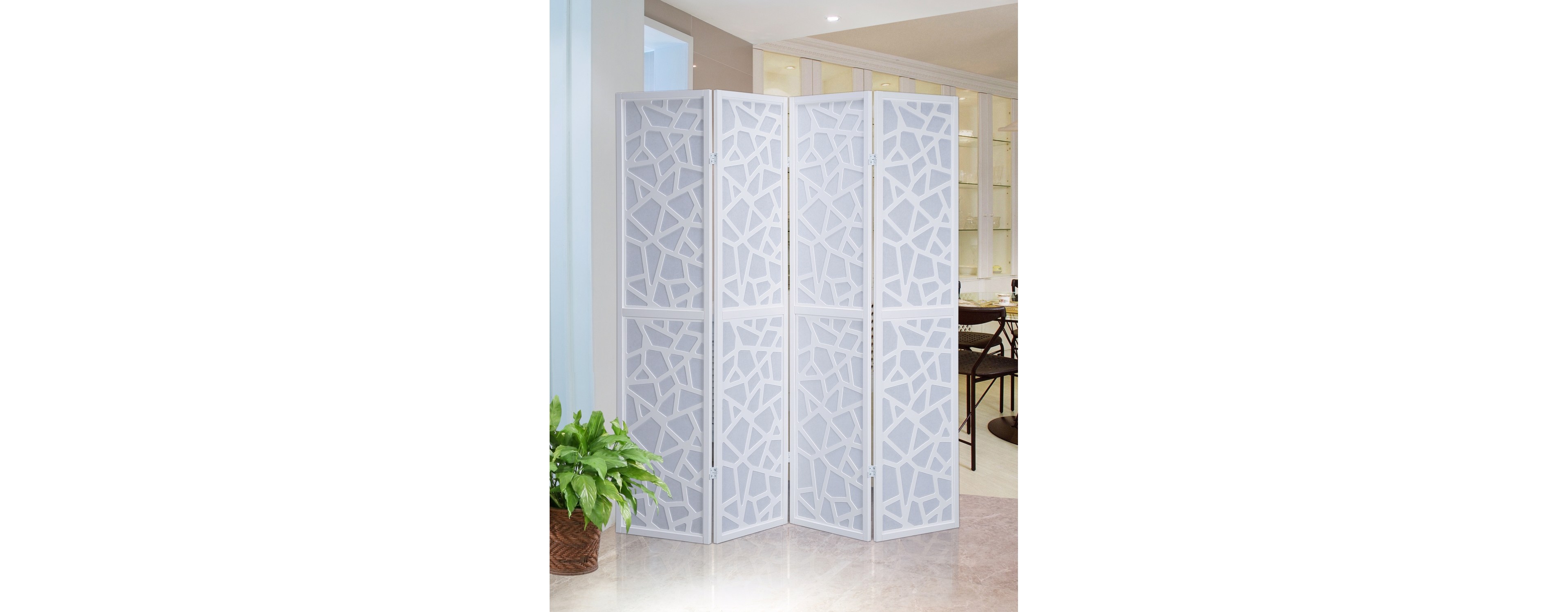 Streamdale Furniture Giyano 4 Panel Screen Room Divider, White