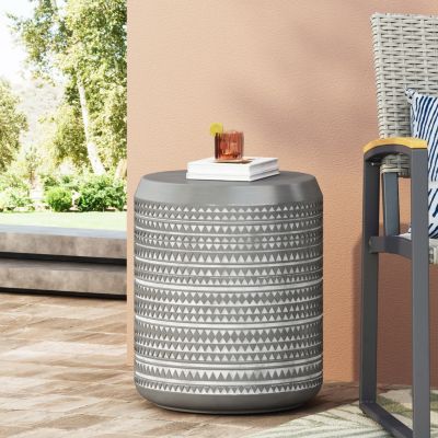 Streamdale Bohemian Textured Patio Side Table - Versatile Outdoor/Indoor Accent