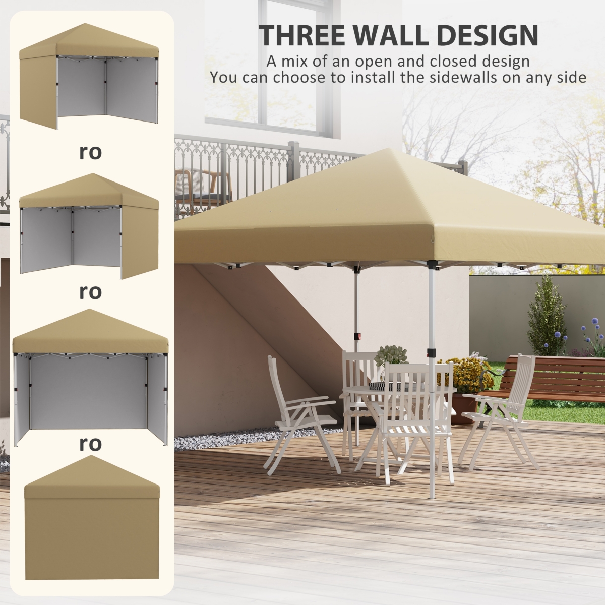 Streamdale Furniture 3-Wall Custom Height Pop-Up Gazebo for Outdoor Occasions