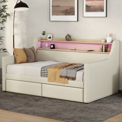 Twin Storage Daybed with USB Charging & LED