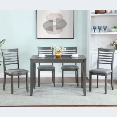 Elegant 5-Piece Solid Wood Dining Table and Chair Set
