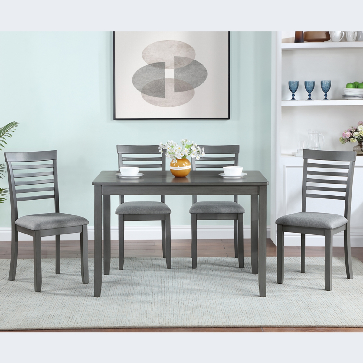 Streamdale Furniture Elegant 5-Piece Solid Wood Dining Table and Chair Set