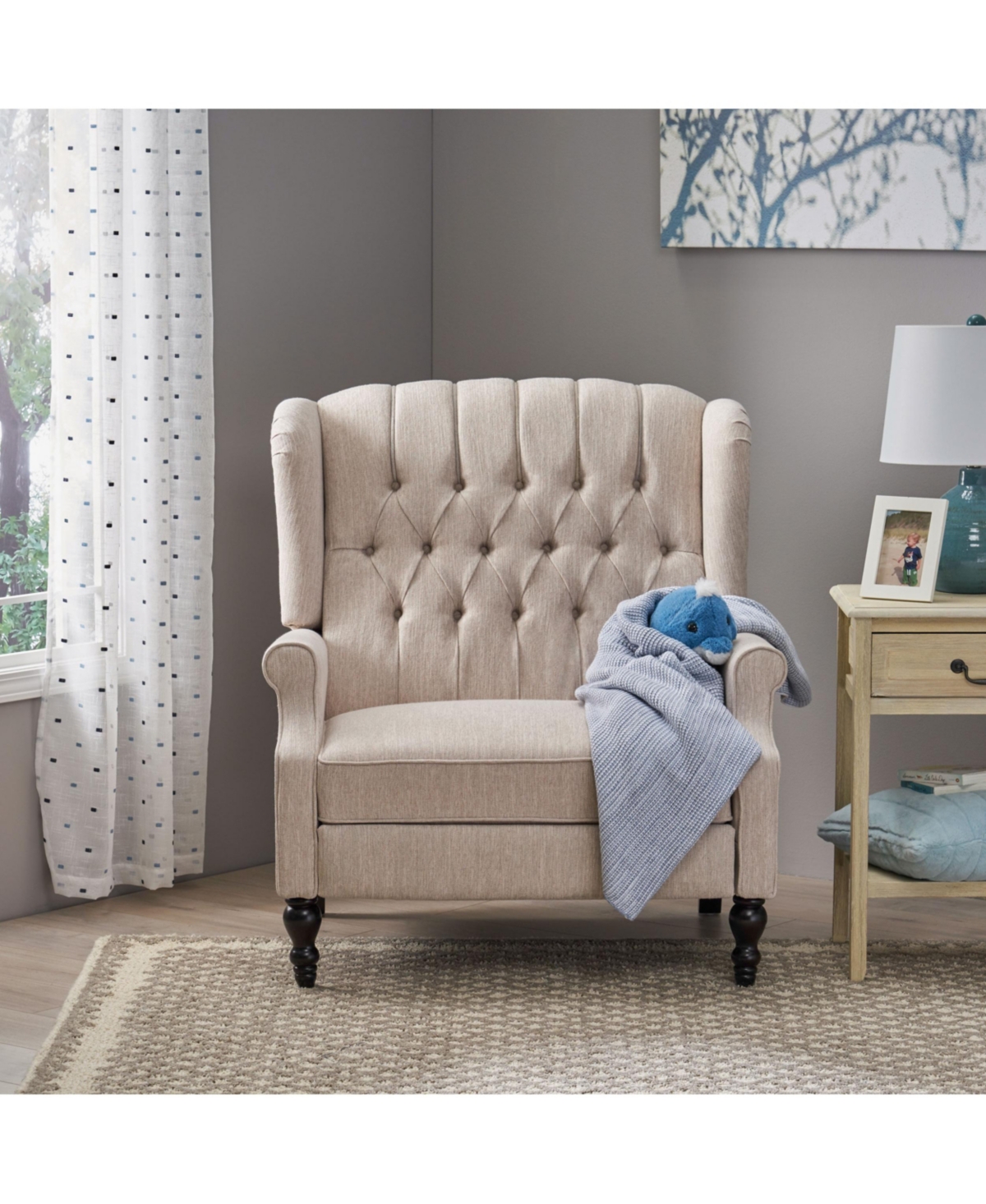 Streamdale Diamond Stitch Wingback Manual Recliner Comfort and Style United