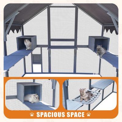 Streamdale Spacious Outdoor Cat House with Walk-In Door and Weatherproof Roof