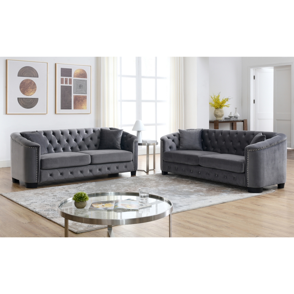 Streamdale Furniture 3-seater + 3-seater Combination sofa.Velvet Grey