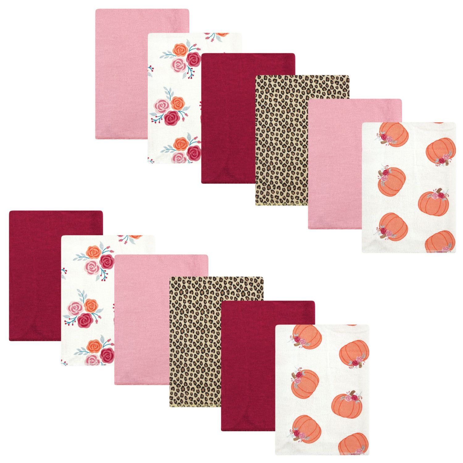 Girls Cotton Flannel Burp Cloths Bundle