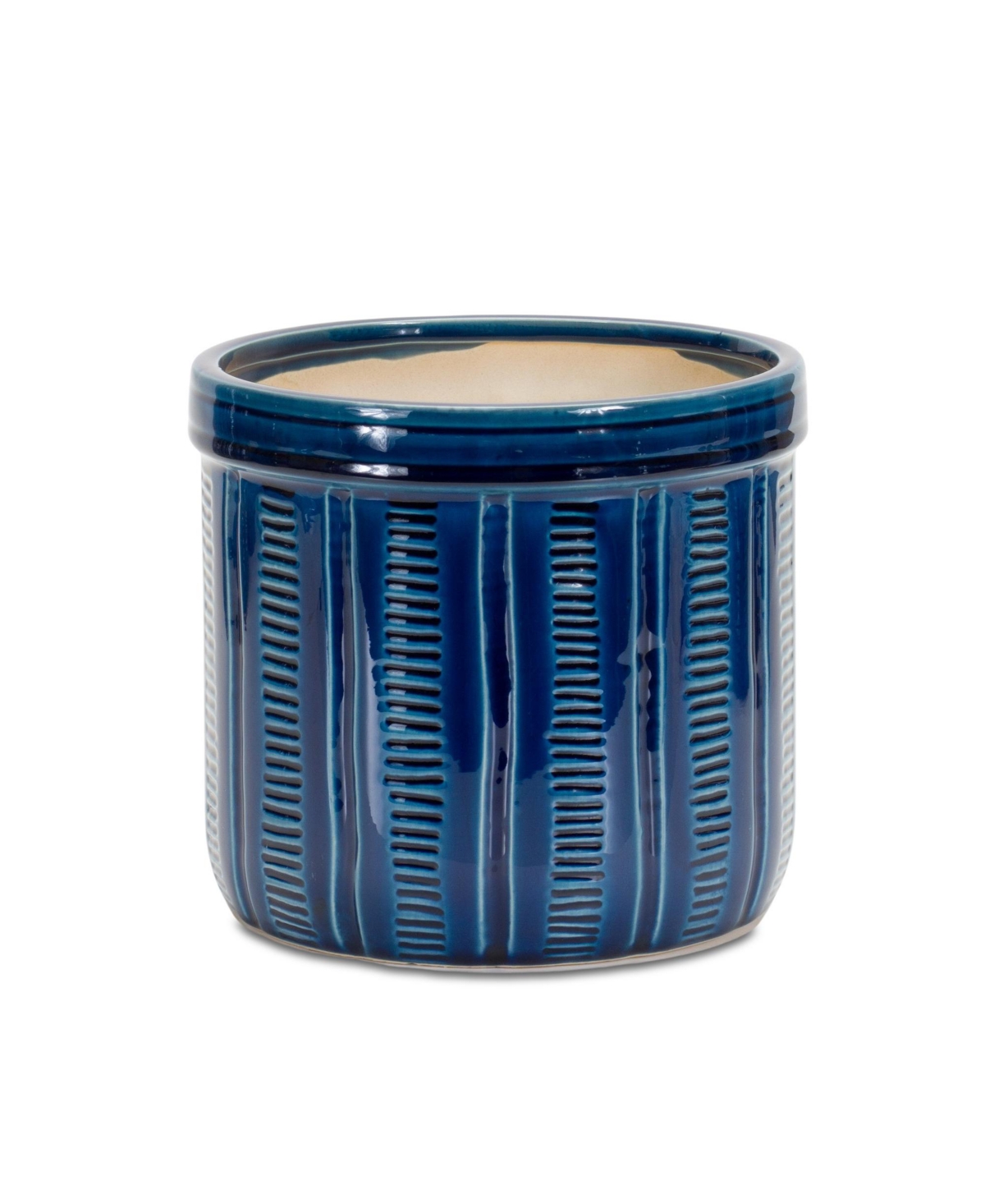 Slickblue Set of 3Etched Terra Cotta Pot Planters for Charming Indoor and Outdoor Decor - Blue